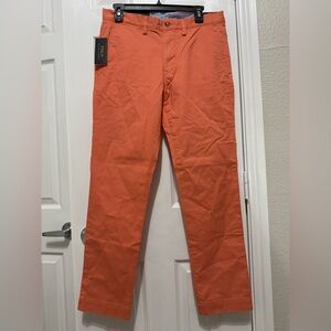 Polo Ralph Lauren Men's Orange Stretch Slim-Fit Pants (Size 32x30).